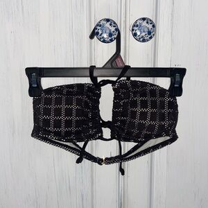 No Boundaries Black Crochet Swim Top